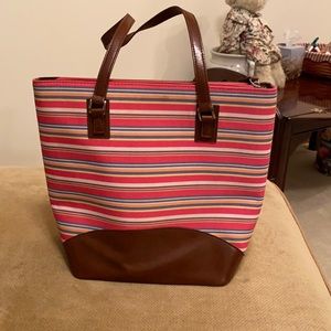 Large pink striped bag